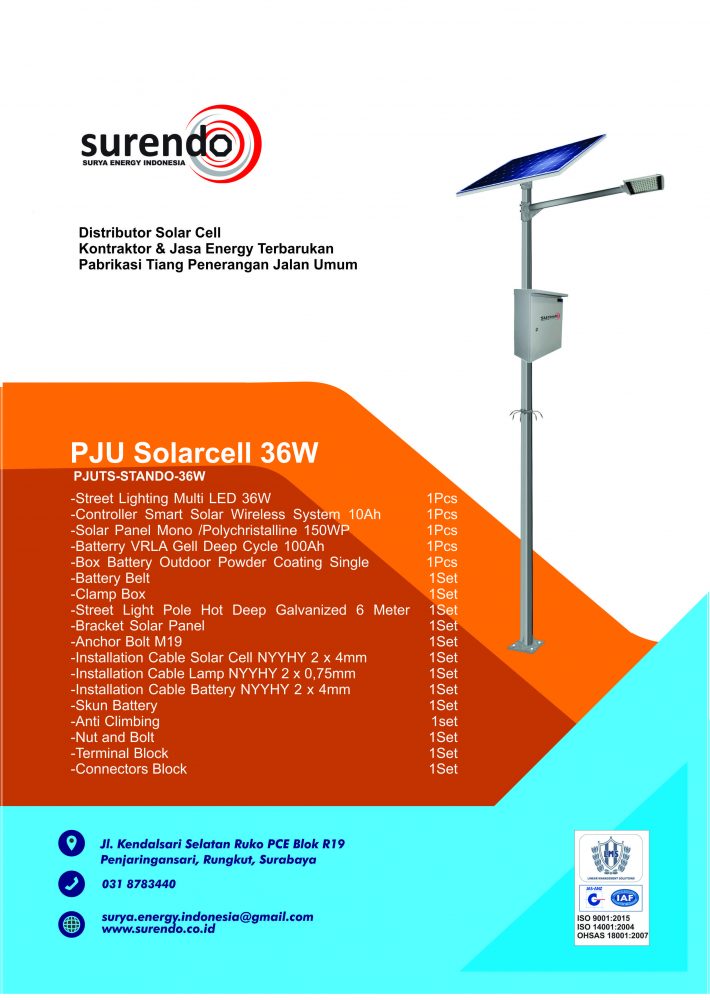 Paket PJU Tenaga Surya 36W LED Standar