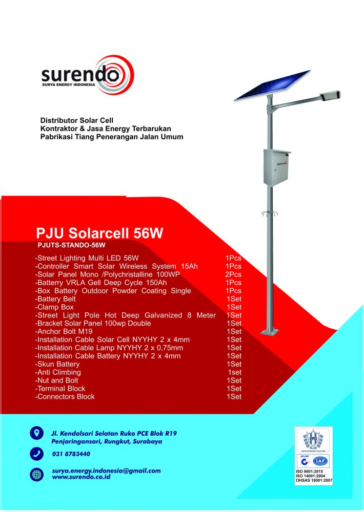 Paket PJU Tenaga Surya 56W LED Standar