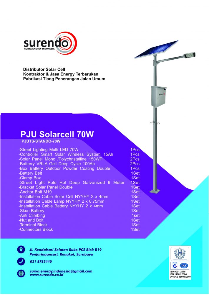 Paket PJU Tenaga Surya 70W LED Standar