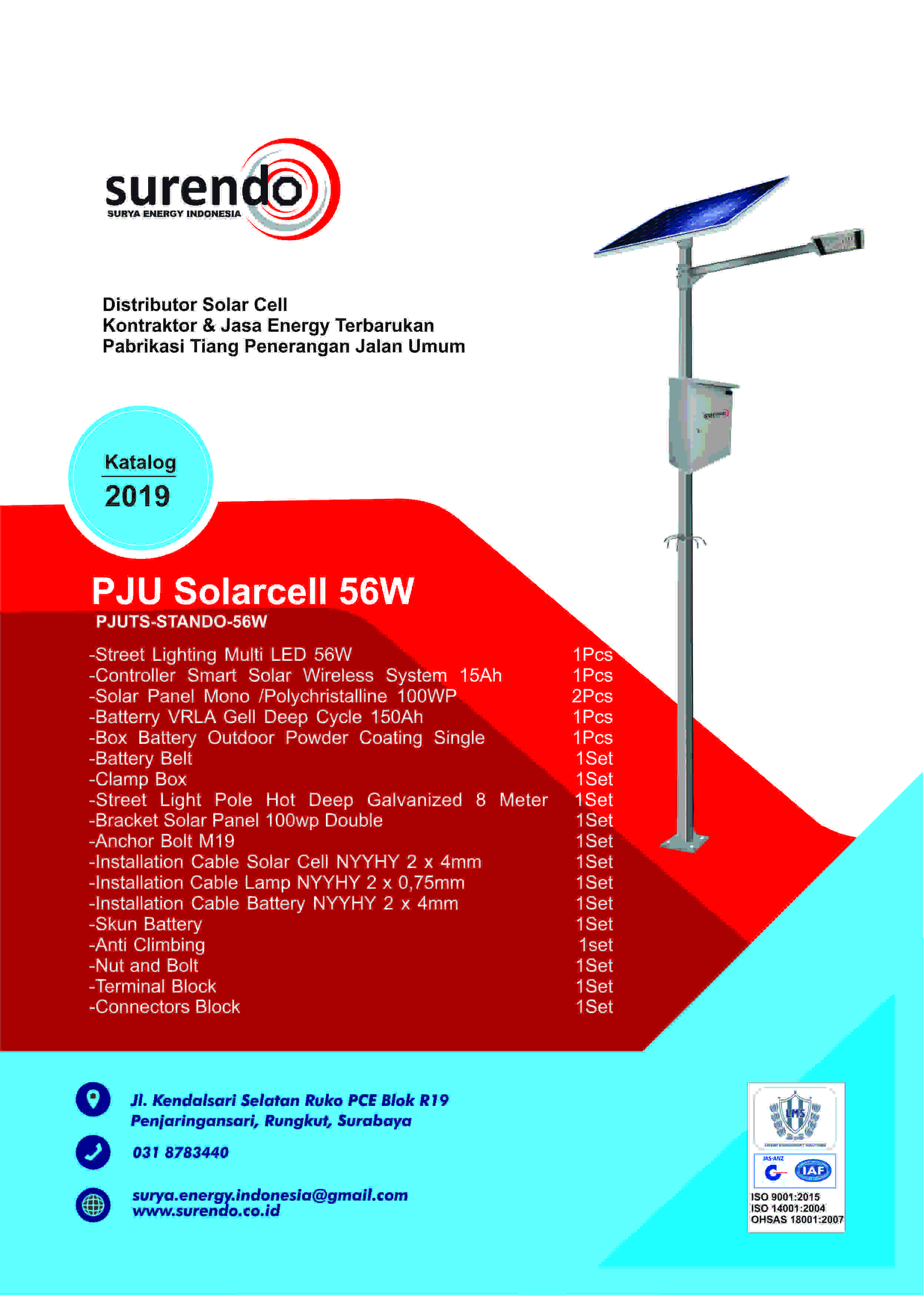 PJU Tenaga Surya STANDO 56W